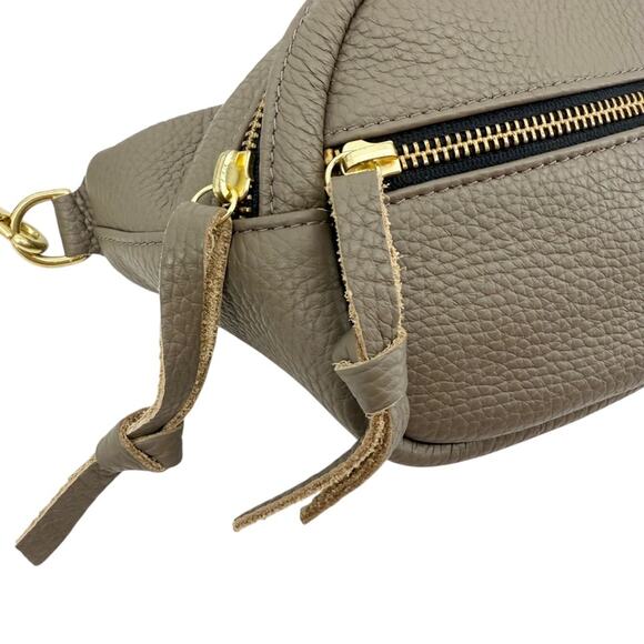 OLIVEVE Willa Waist Bag Convertible Crossbody Italian Buffalo Leather Gray Tan - Picture 5 of 11